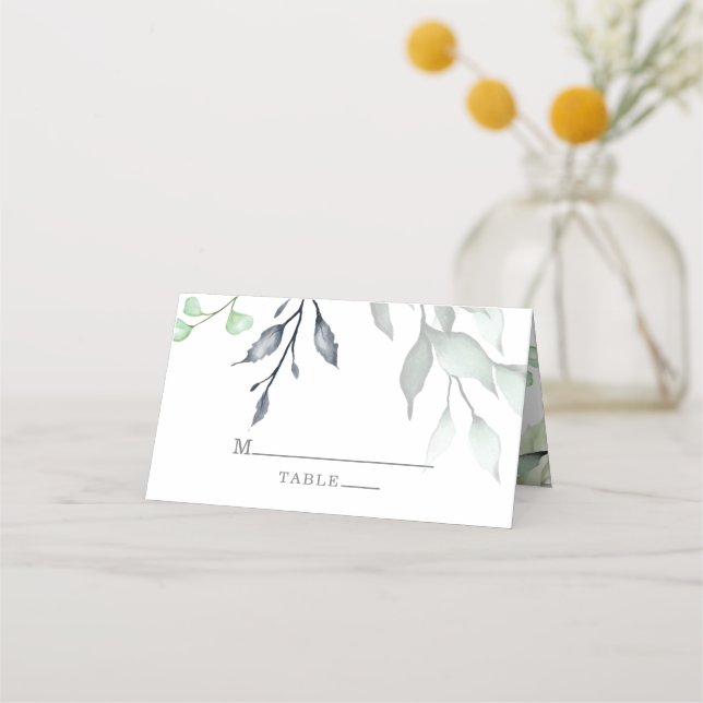 Elegant Botanical Wedding Place Card (Front)