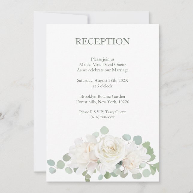Elegant Botanical Wedding Reception  Invitation (Front)