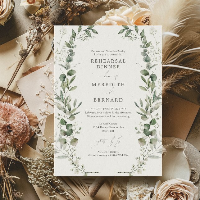 Elegant Botanical Wedding Rehearsal Dinner Invitation (Creator Uploaded)