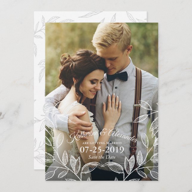 Elegant Botanical Wedding Save the Date Invitation (Front/Back)