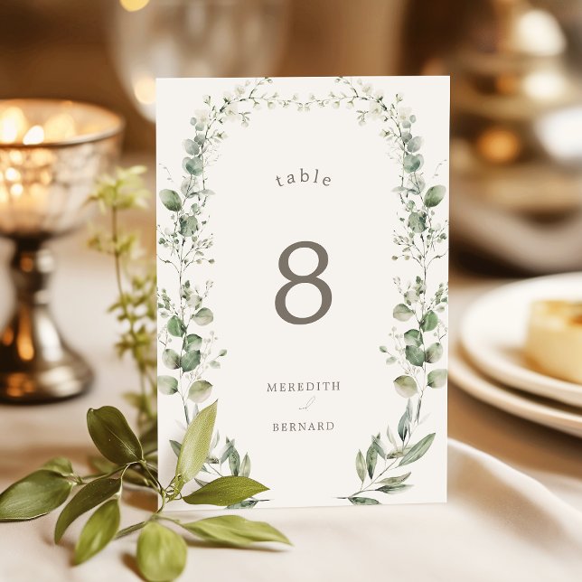 Elegant Botanical Wedding Table Number Card (Creator Uploaded)