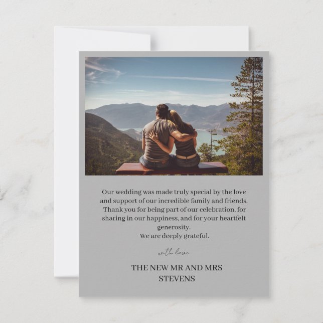 Elegant Botanical Wedding Thank You Card (Back)