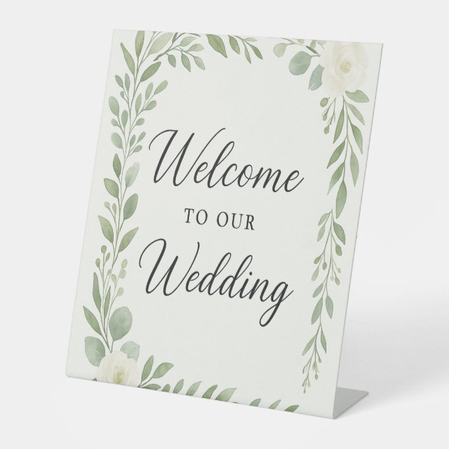 Elegant Botanical "Welcome to Our Wedding" Sign –  (Front)