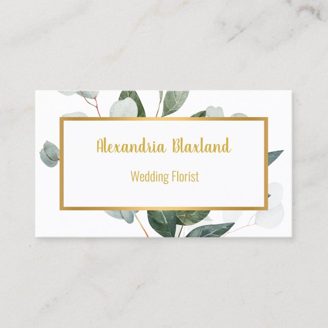 ELEGANT BOTANICAL WHITE BUSINESS CARD (Front)