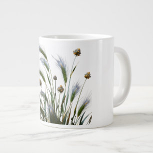 "Elegant Botanical White Coffee Mug" Large Coffee Mug