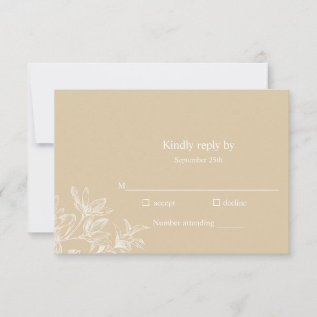 Elegant Botanical White Floral Wedding RSVP Card (Front)