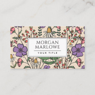 Elegant Botanical Wildflower Boho Botanical Floral Business Card