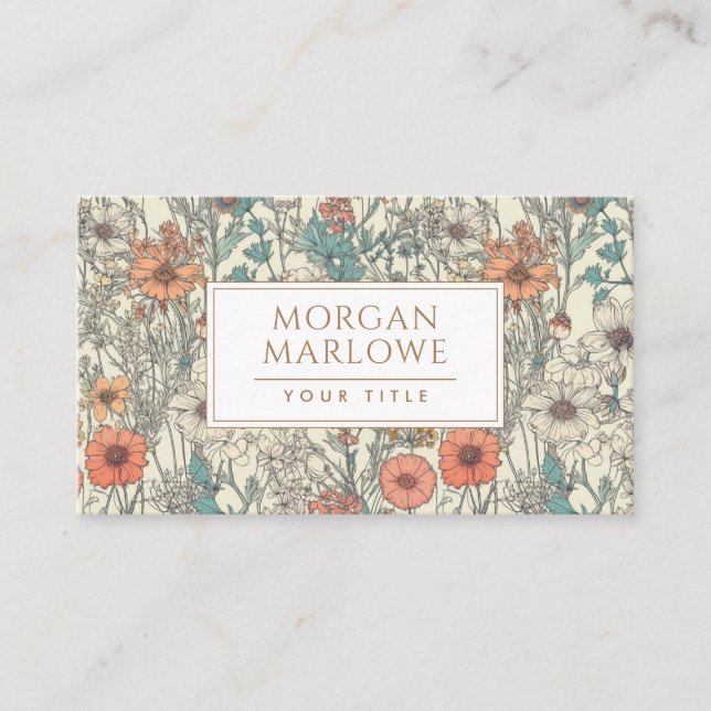Elegant Botanical Wildflower Botanical Floral Business Card (Front)