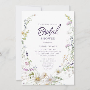 Elegant Botanical Wildflower Bridal Shower Invitation