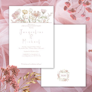Elegant Botanical Wildflowers Engagement  Invitation