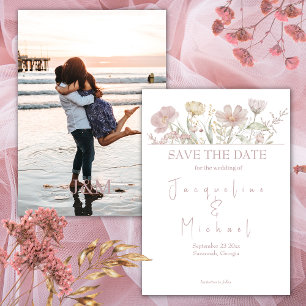 Elegant Botanical Wildflowers Photo Save The Date Invitation