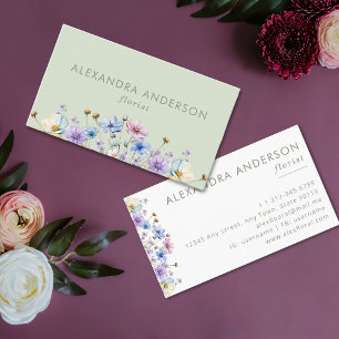 Elegant Botanical Wildflowers Professional Business Card