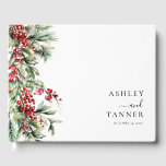 Elegant Botanical Winter Christmas Wedding Guest Book<br><div class="desc">Elegant Botanical Winter Christmas Wedding Guest Book features elegant red and green watercolor greenery of holly and berries.</div>