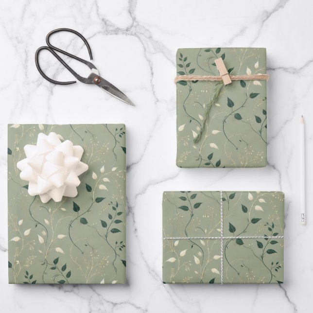 Elegant Botanical Wrap Decoupage  Wrapping Paper Sheet (Front)