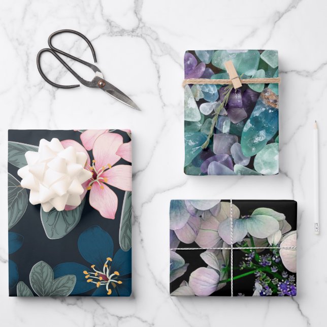 Elegant Botanical Wrapping Paper Sheet (Front)
