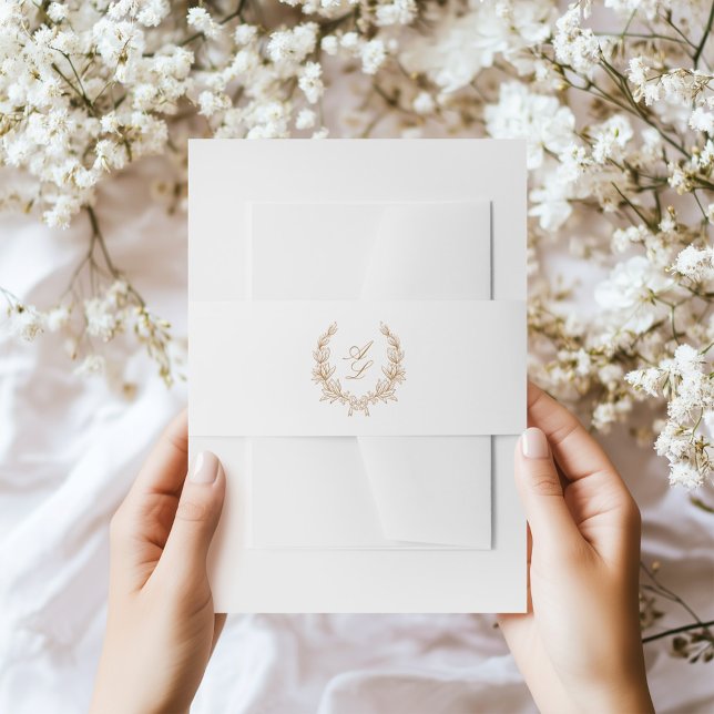 Elegant Botanical Wreath Bow Wedding Invitation Belly Band (Creator Uploaded)