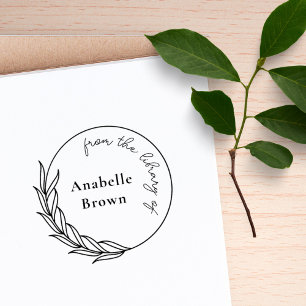 Elegant Botanical Wreath Custom From The Library Rubber Stamp