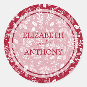 Elegant Botanicals Cranberry Wedding Classic Round Sticker