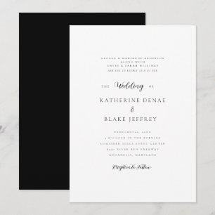 Elegant Both Parents Black & White Wedding   Invitation