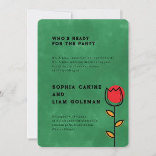 Elegant Both Parents Names Green Floral Wedding Invitation