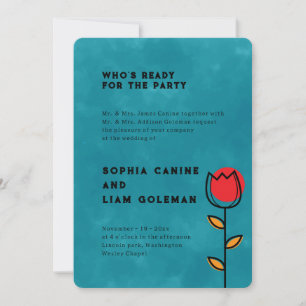 Elegant Both Parents Names   Pacific Blue Wedding  Invitation