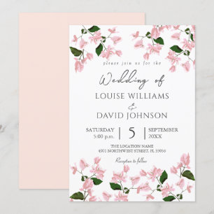 Elegant Bougainvillea Flower Wedding Invitation