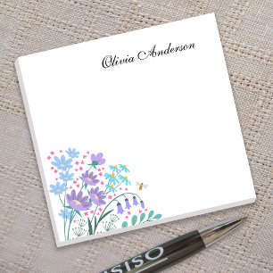 Elegant Bouquet Blue Pink Wildflowers Honey Bee Post-it Notes