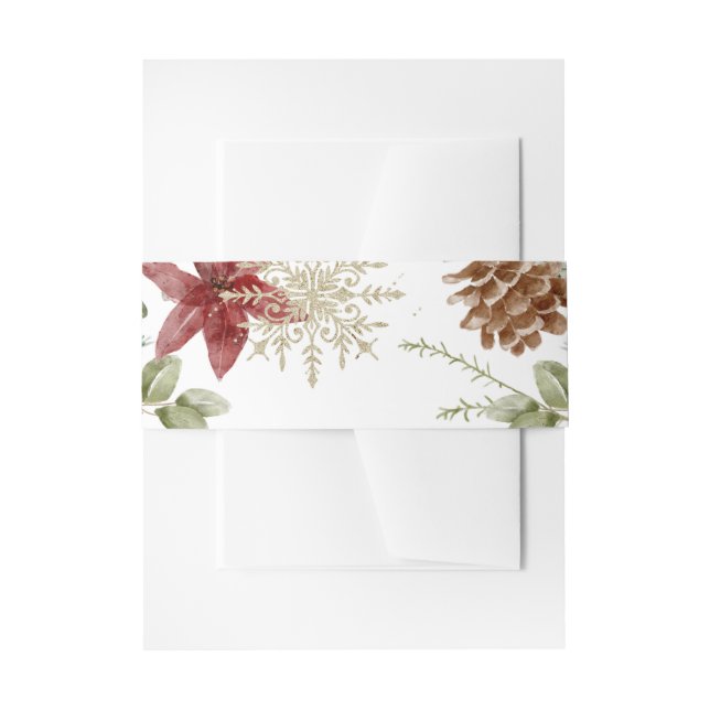 Elegant Bouquet | Christmas Holiday Wedding Invitation Belly Band (Front Example)