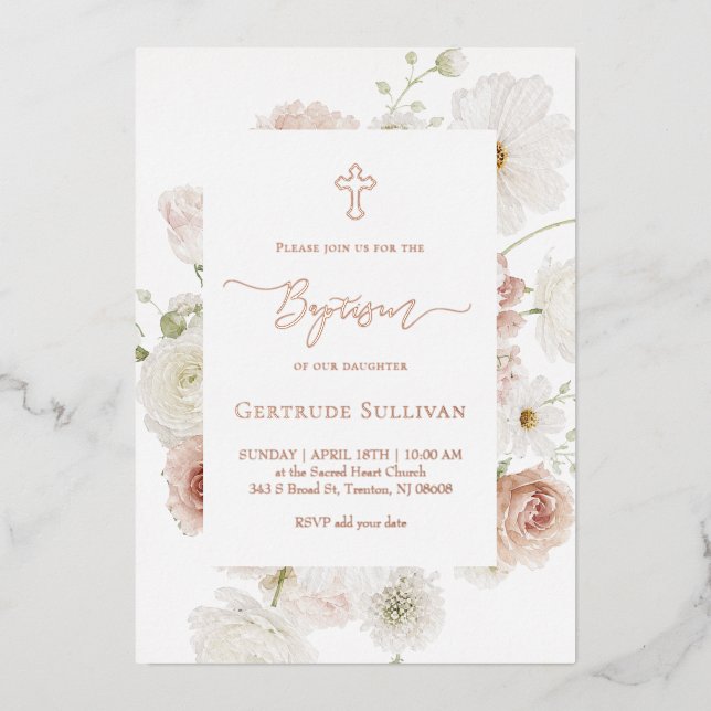 elegant bouquet frame Baptism (Front)