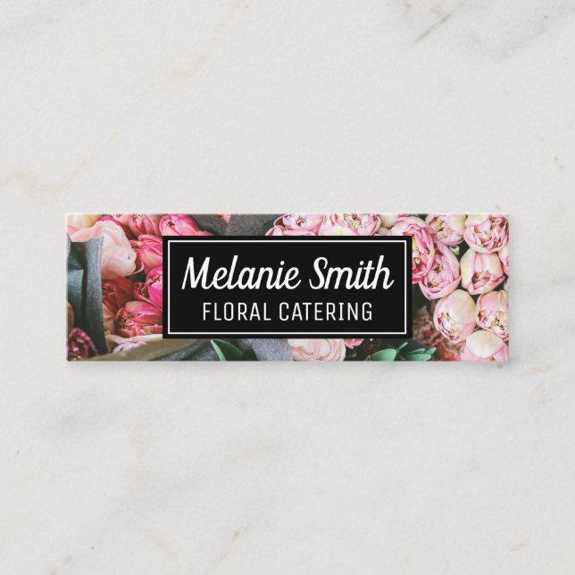 Elegant Bouquet of Flowers | Florist Catering Mini Business Card (Front)