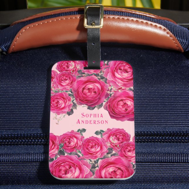 Elegant Bouquet of Roses Personalised   Luggage Tag (Front Insitu 2)
