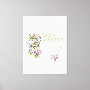 Elegant bouquet of watercolor columbines canvas print