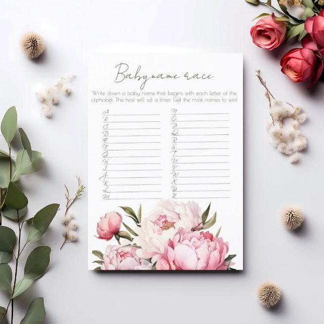 Elegant  bouquet peonies baby name race game (Creator Uploaded)