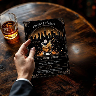 Elegant Bourbon & Whiskey Tasting Party Invitation