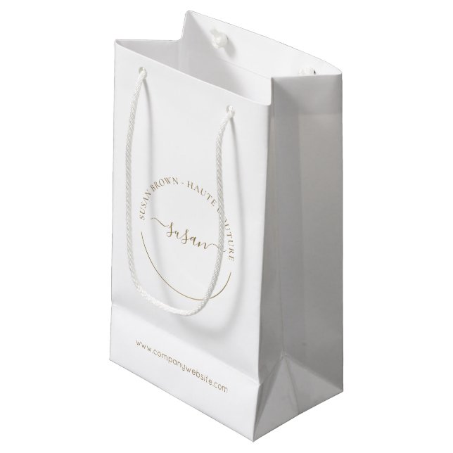 Elegant Boutique Custom Small Paper Shopping Bag (Front Angled)
