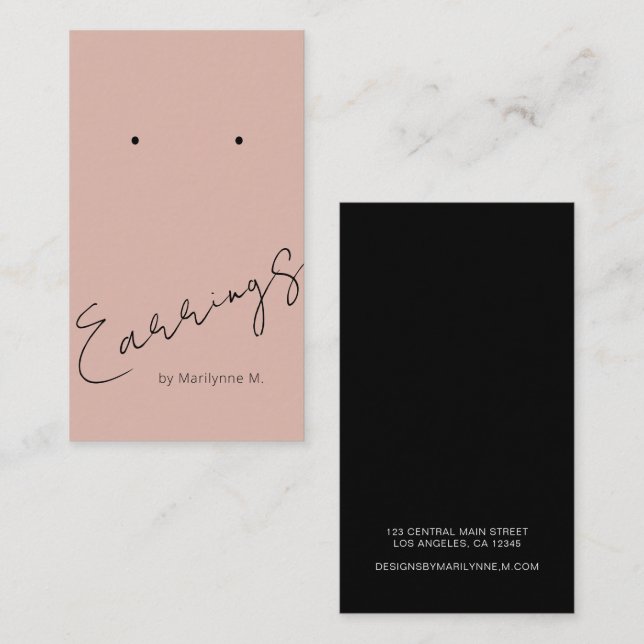 Elegant Boutique Earring Pink Display Card (Front/Back)