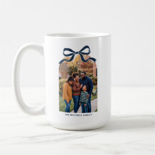 Elegant Bow Arch Family Christmas Photo - Navy Coffee Mug