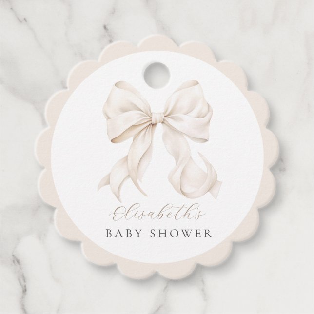 Elegant Bow Baby Shower Favour Tags (Front)