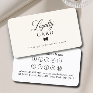 Elegant Bow Black Beige 10 Loyalty Cards