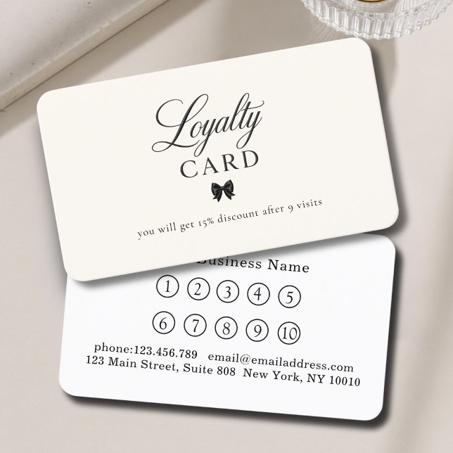 Elegant Bow Black Beige 10 Loyalty Cards (Elegant Bow Black Beige 10 Loyalty Cards)
