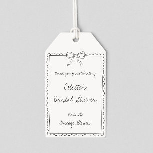 Elegant Bow Border Hand Drawn Chic Bridal Shower Gift Tags