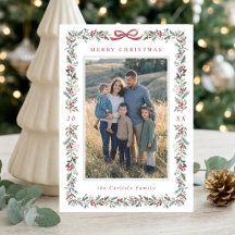 Elegant Bow Botanical Frame Christmas Multi Photo