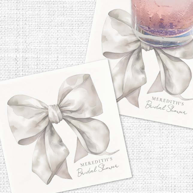 Elegant Bow Bridal Shower Napkin (Elegant Bow Bridal Shower Napkins)