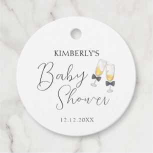Elegant Bow Champagne Sip & See Baby Shower Favour Tags