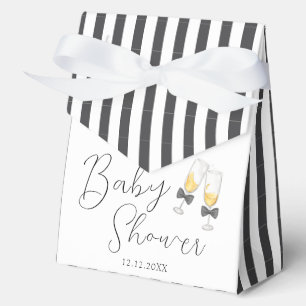 Elegant Bow Champagne Stripe Sip & See Baby Shower Favour Box