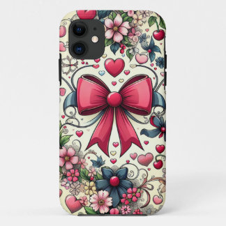 Elegant Bow & Cherries Floral Phone Case