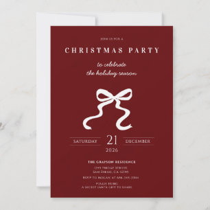 Elegant Bow Christmas Party Invitation