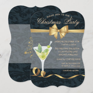Elegant Bow Cocktail Christmas Party Invitation