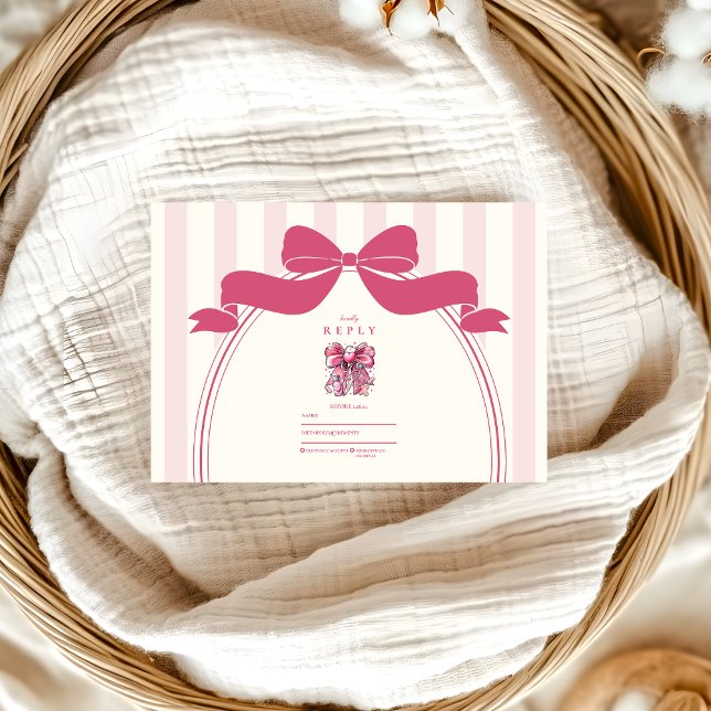  Elegant Bow Coquette Nursing School Graduate RSVP Card (Creator Uploaded)
