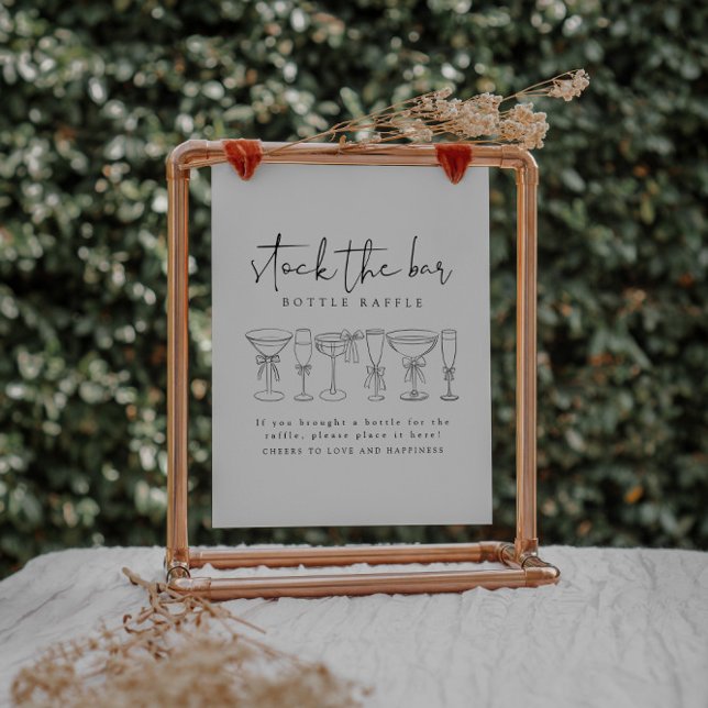 Elegant Bow Drinks Stock The Bar Game Raffle Sign (Creator Uploaded)